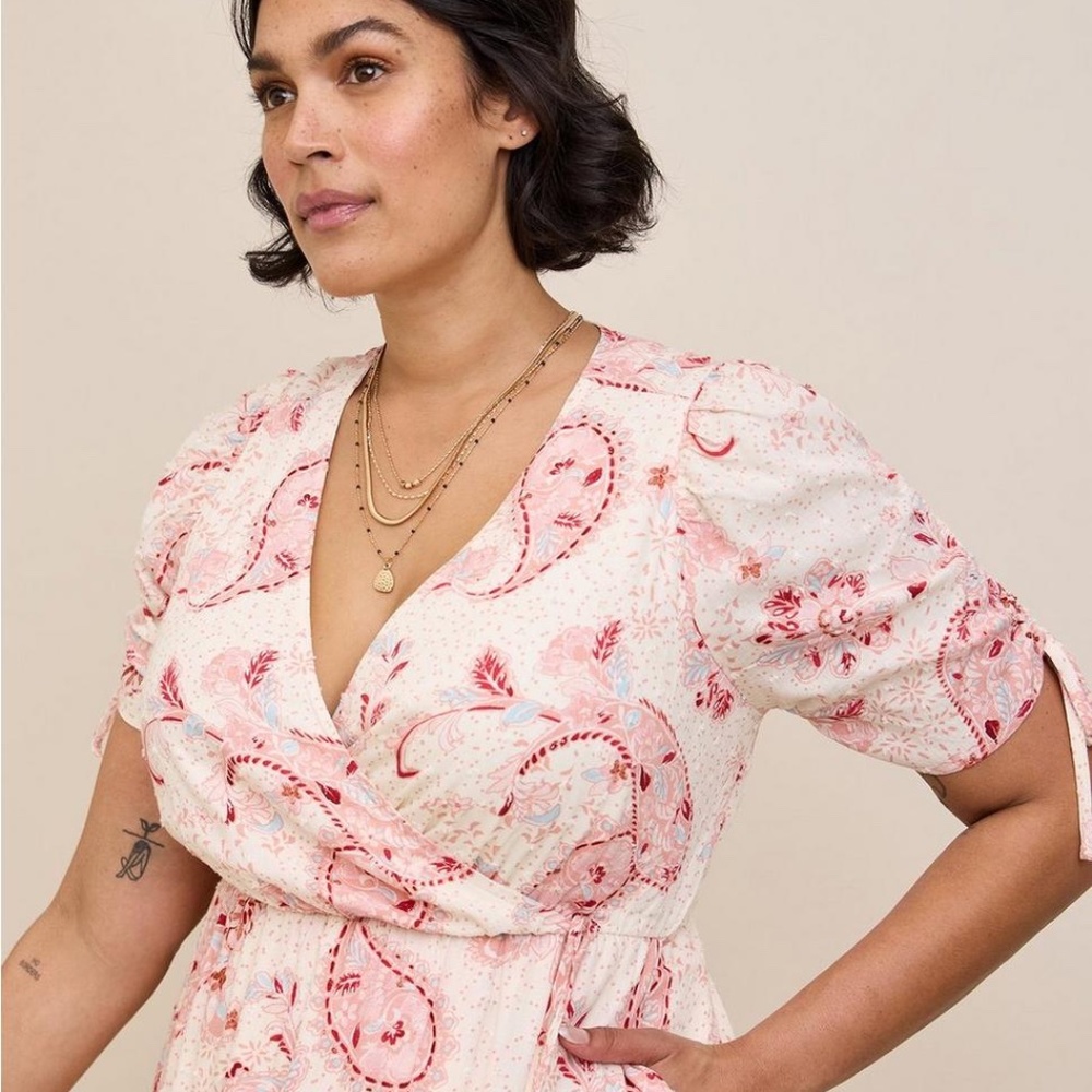 Torrid Midi Swiss Linen Surplice Dress NWT SIze 00X